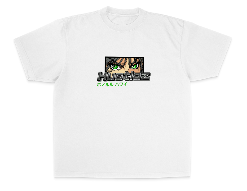 Hustlaz Anime Eyes Tee - Black/Green