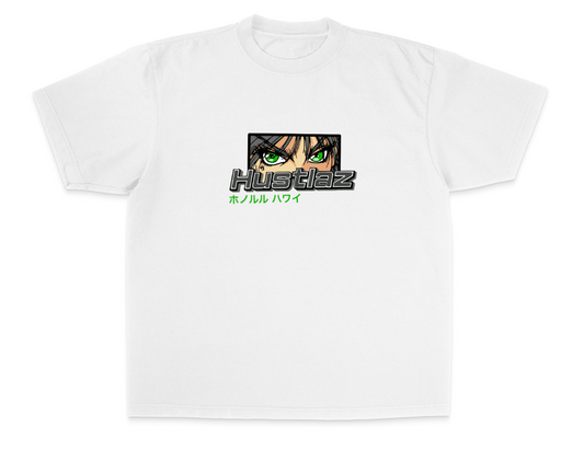 Hustlaz Anime Eyes Tee - Black/Green