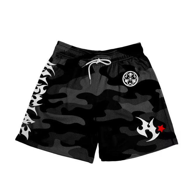 Hustlaz Camo Shorts - Black