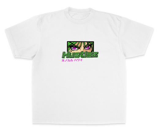 Hustlaz Anime Eyes Tee - Pink/Green