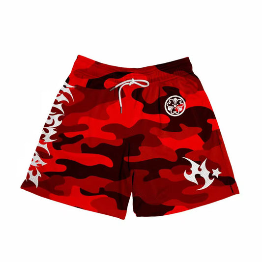 Hustlaz Camo Shorts - Red