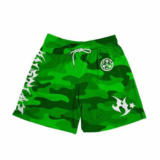 Hustlaz Camo Shorts - Green