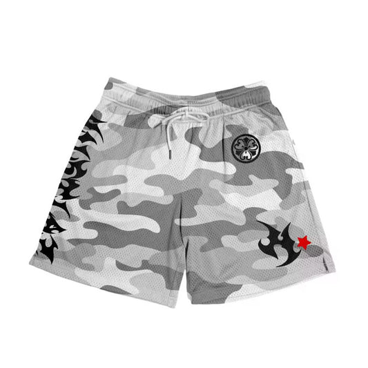 Hustlaz Camo Shorts - White