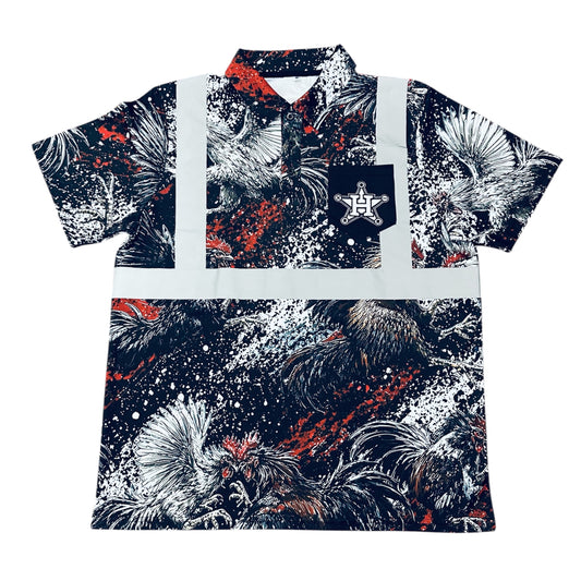 Hi Vis Hustlaz Class 2 Collared Shirt - Rooster Edition