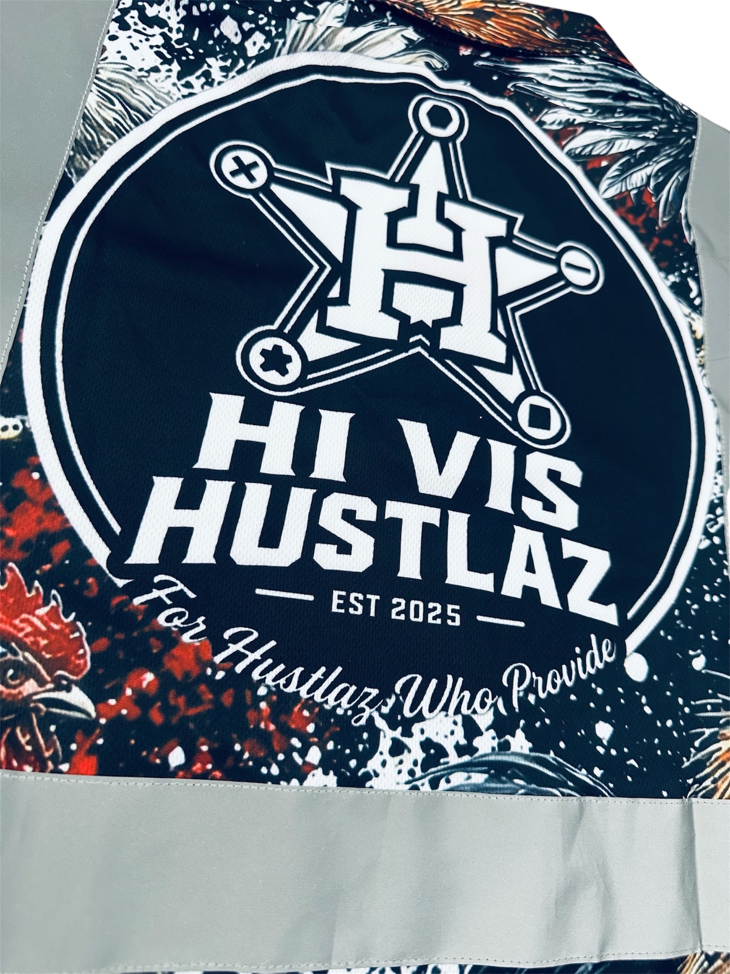Hi Vis Hustlaz Class 2 Collared Shirt - Rooster Edition